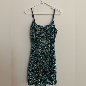 BP sequin teal mini dress XXS
